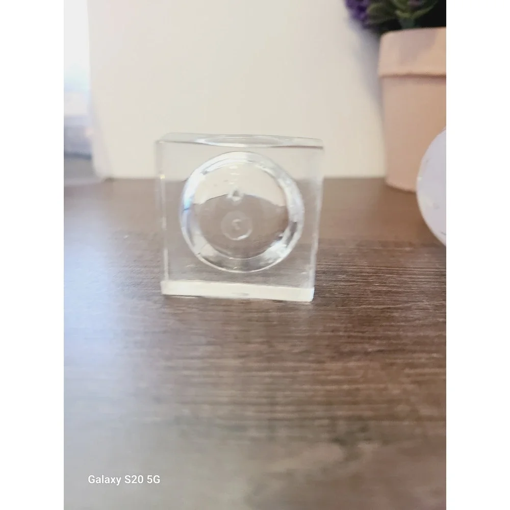 Frosted Glass Unicorn Etched Egg‎ Figurine with Clear Square Display Stand